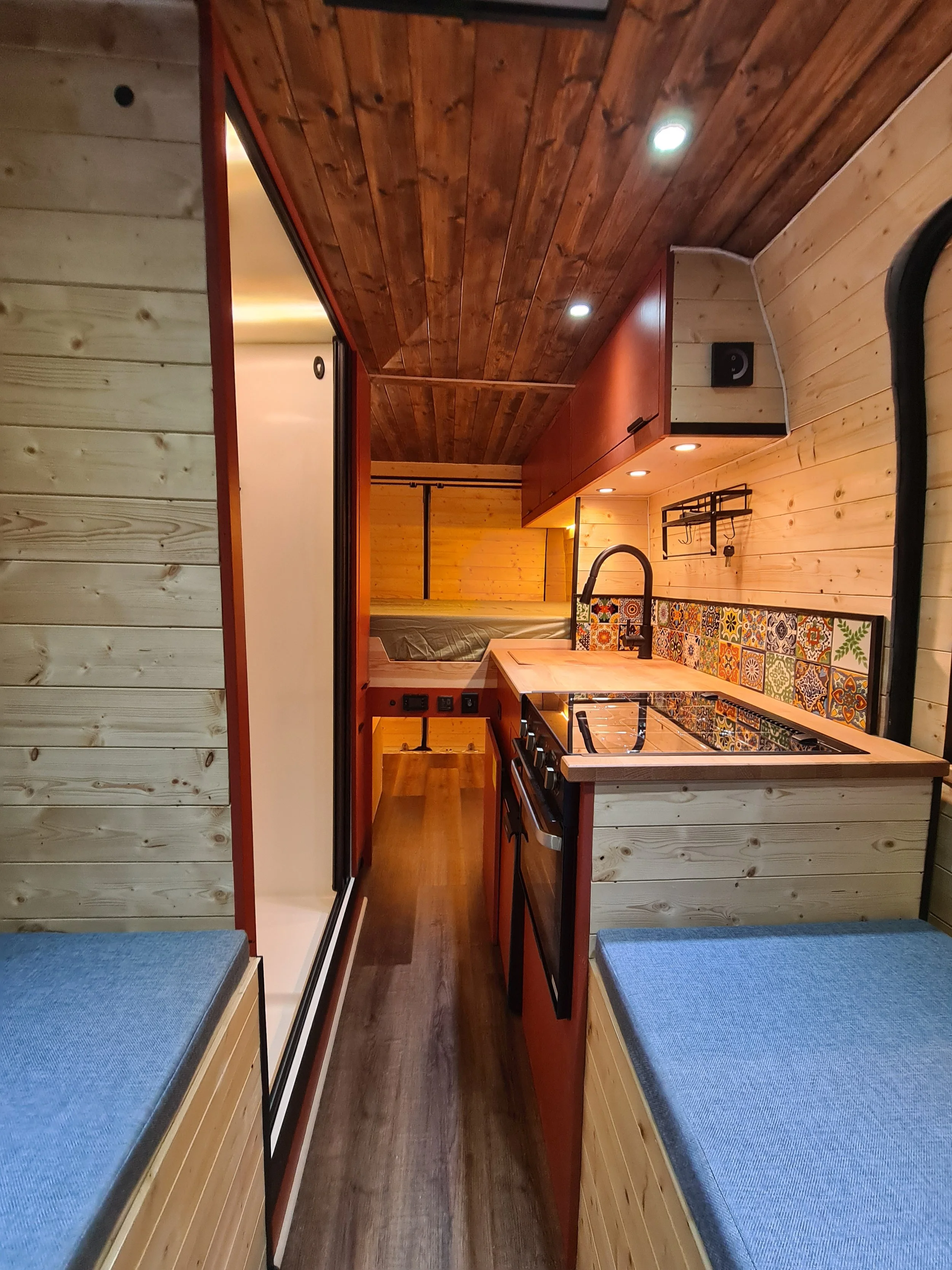 XLWB Peugot Boxer. Full time van life, Desk area, Shower room, Kitchen.